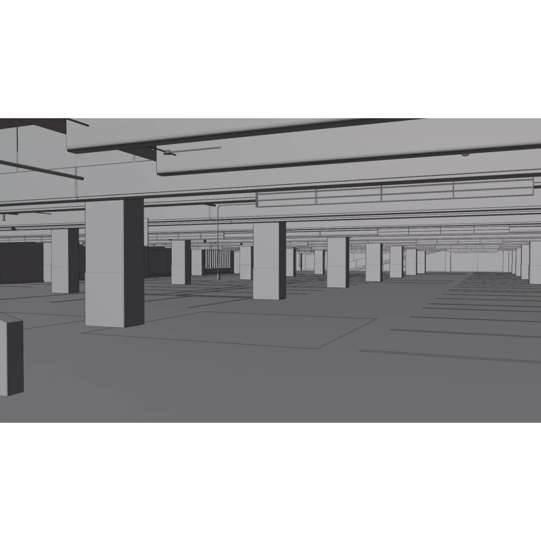 Underground Parking Lot 3D Model – High-Detail Urban Environment, FBX, OBJ - View 8