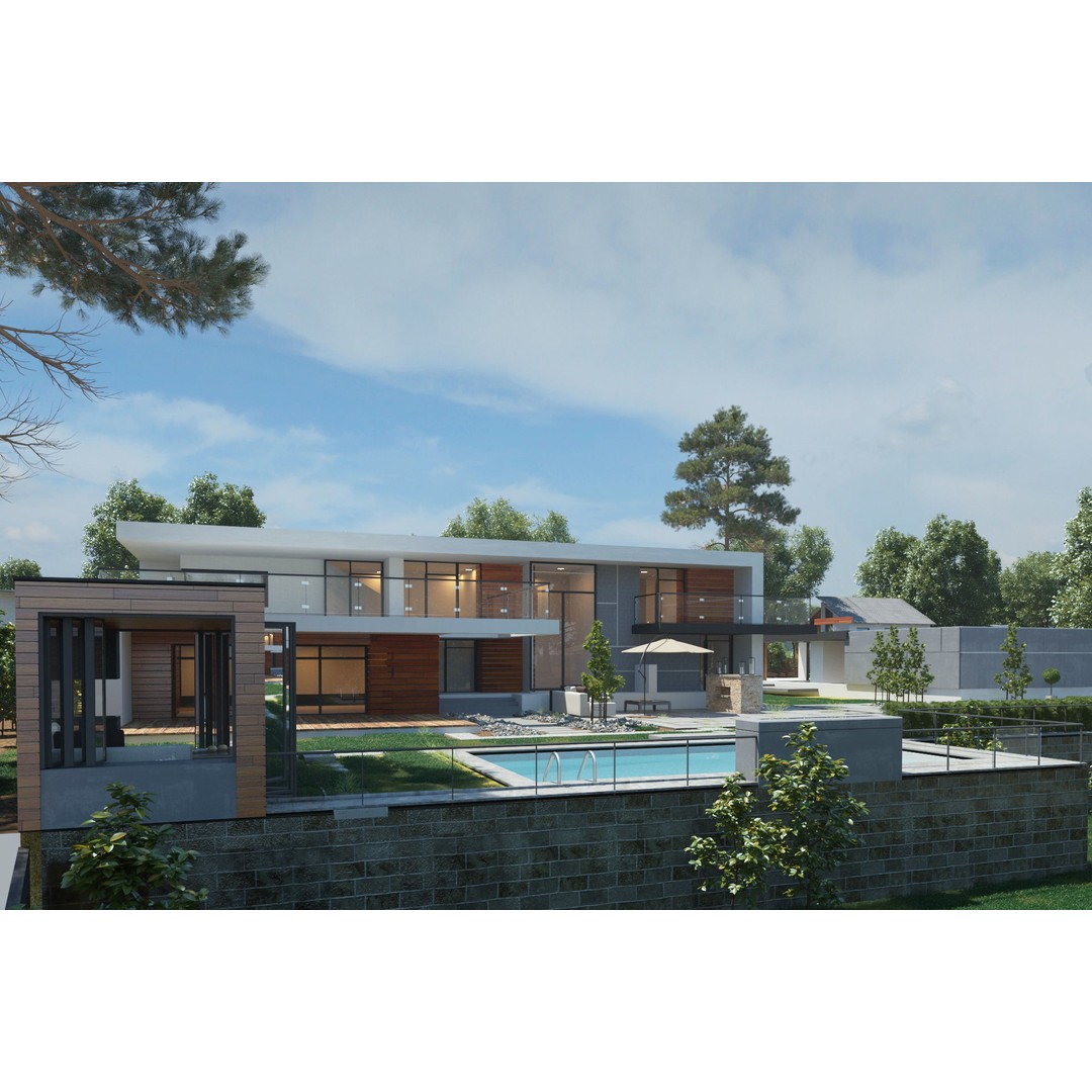 Country House 3D Model – Realistic Environment with PBR Textures, FBX - View 3