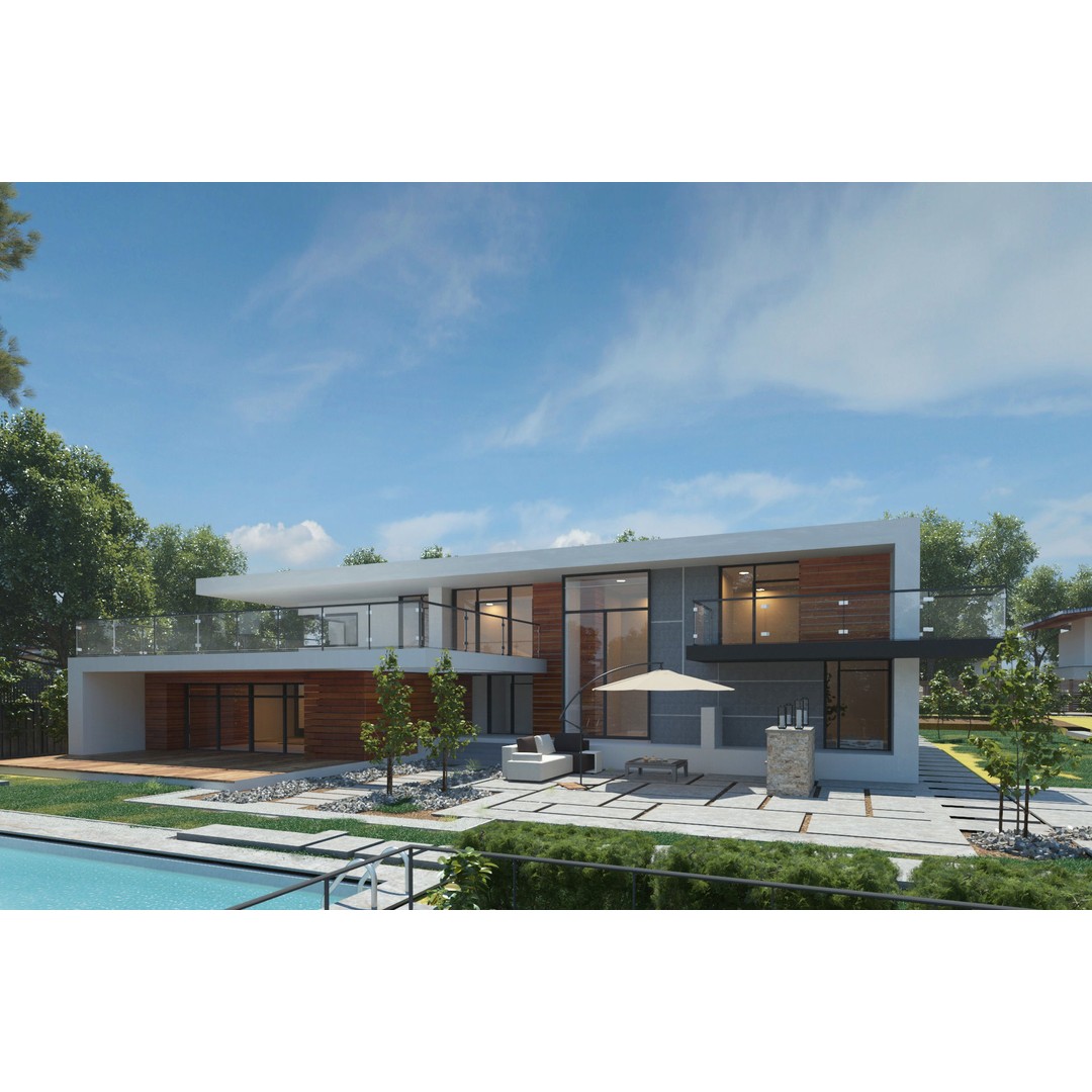 Country House 3D Model – Realistic Environment with PBR Textures, FBX - View 4