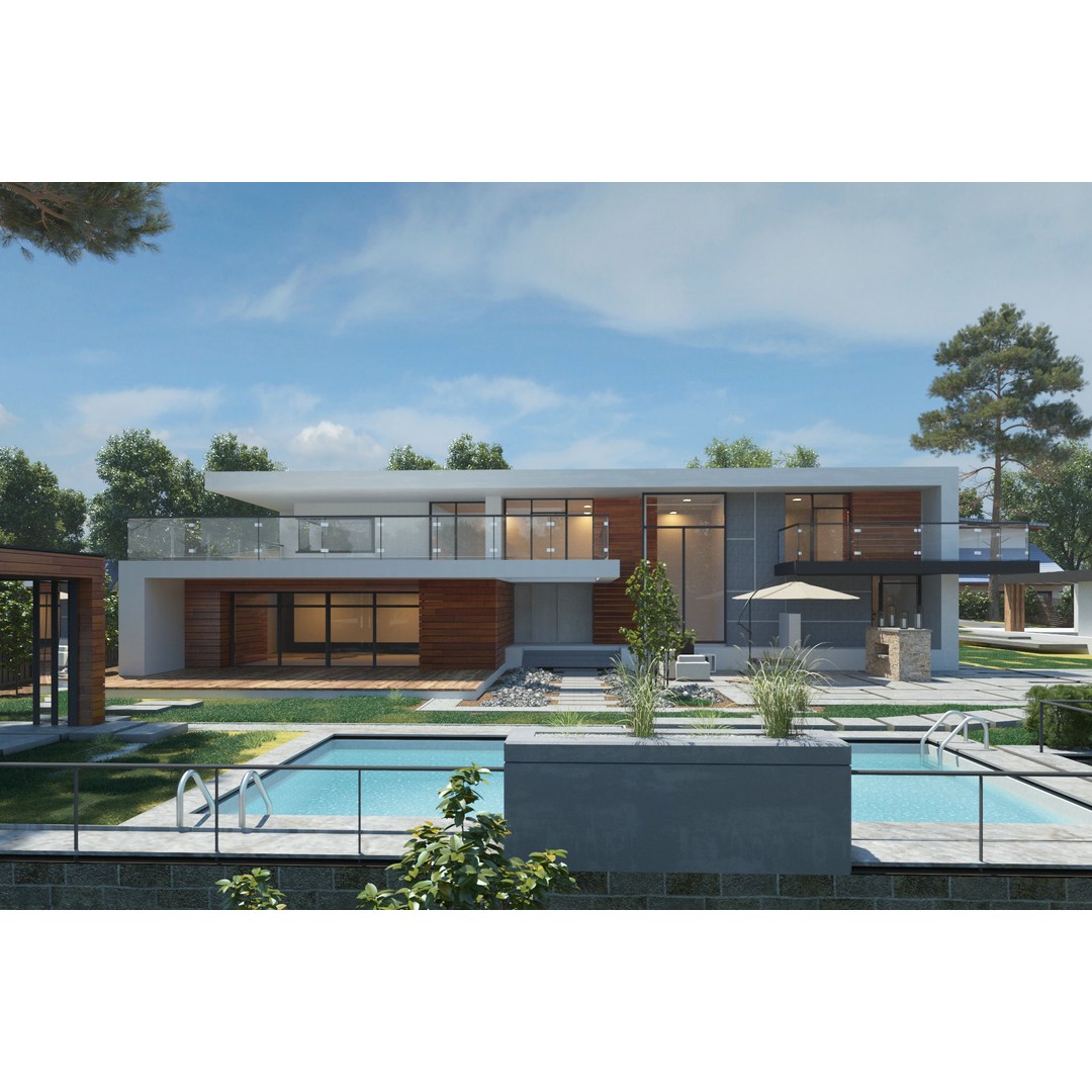 Country House 3D Model – Realistic Environment with PBR Textures, FBX - View 5