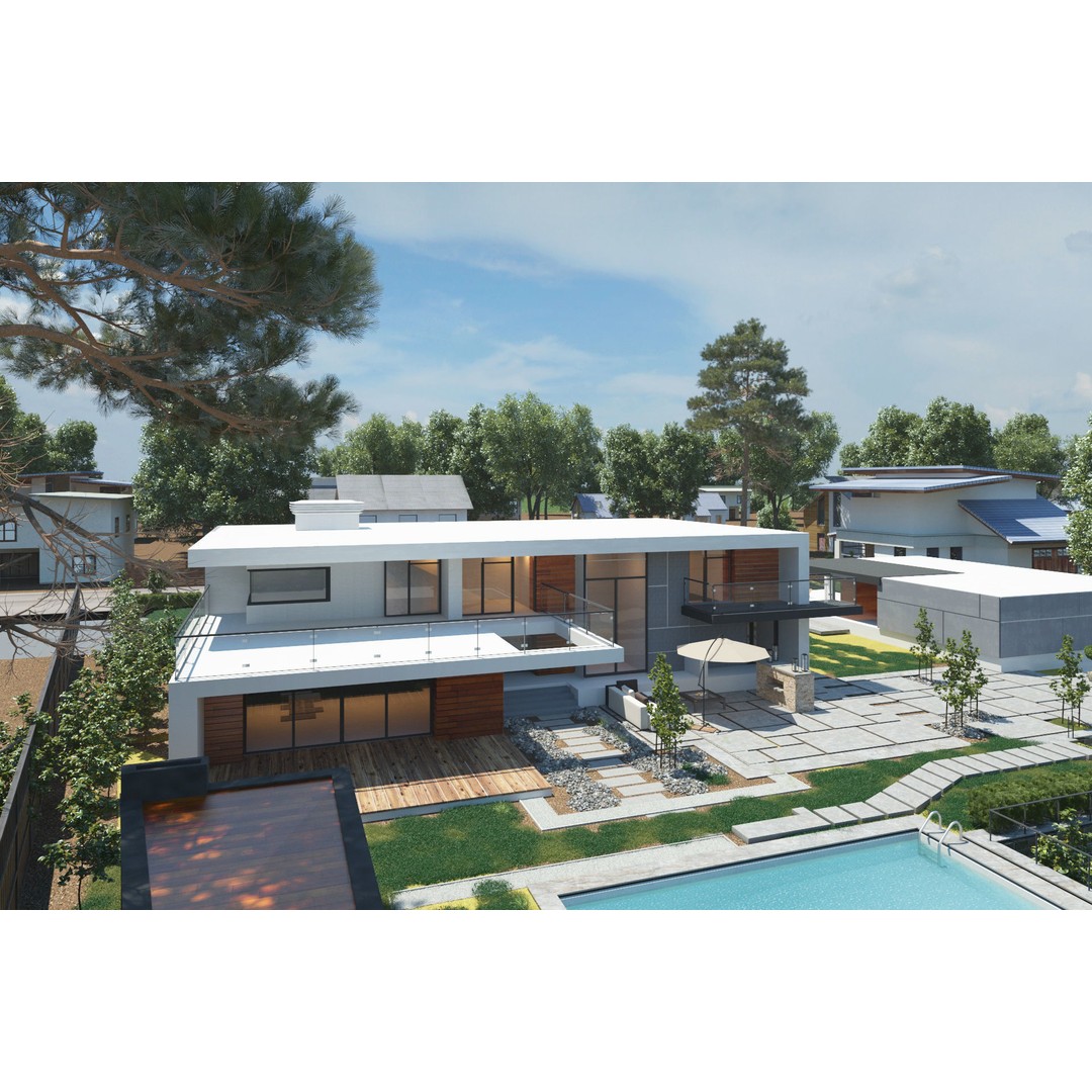 Country House 3D Model – Realistic Environment with PBR Textures, FBX - View 6