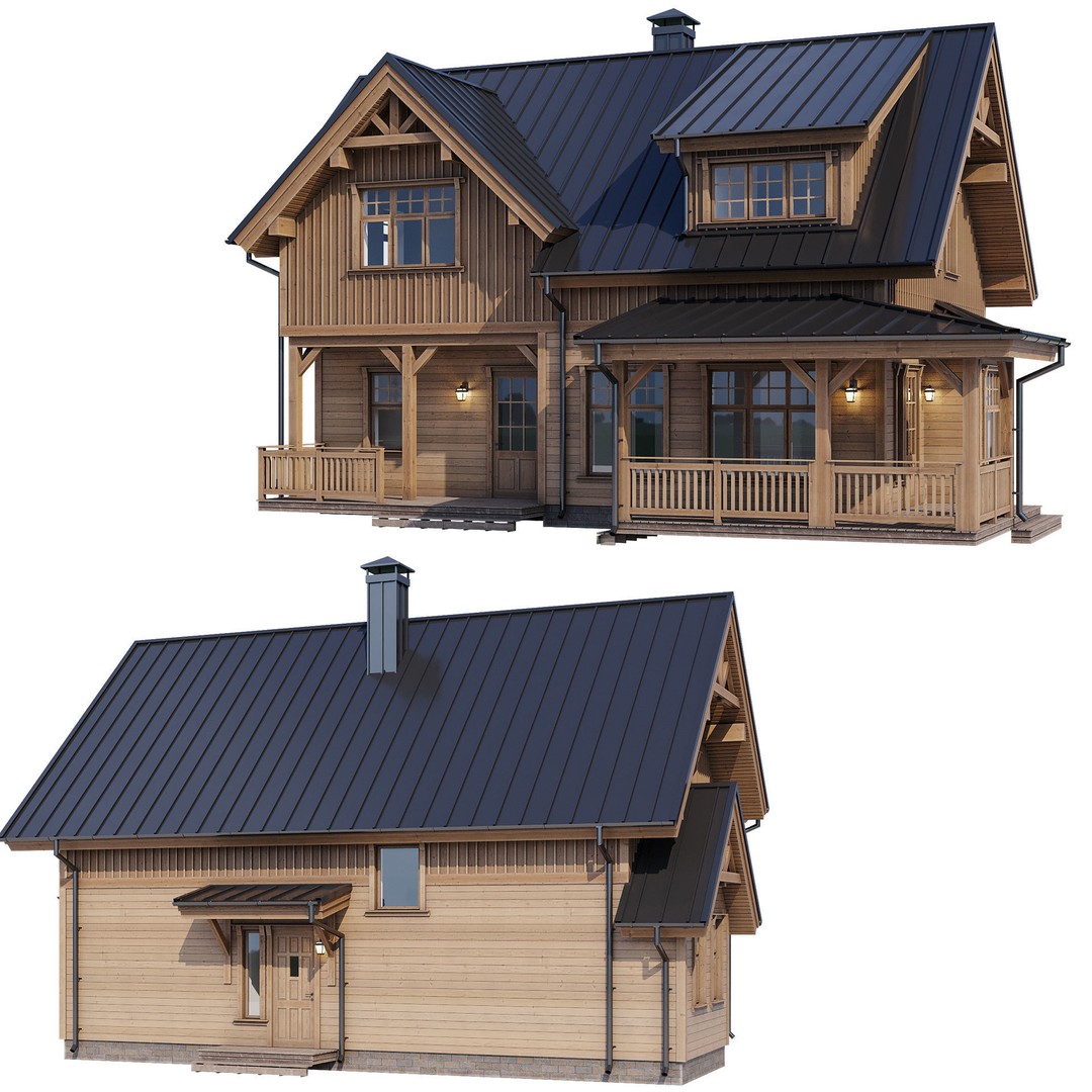 Modern House 3D Model – High Poly Mansion with PBR Textures, FBX - View 3