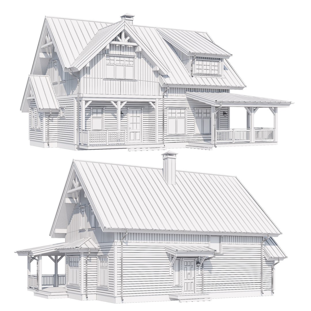 Modern House 3D Model – High Poly Mansion with PBR Textures, FBX - View 6