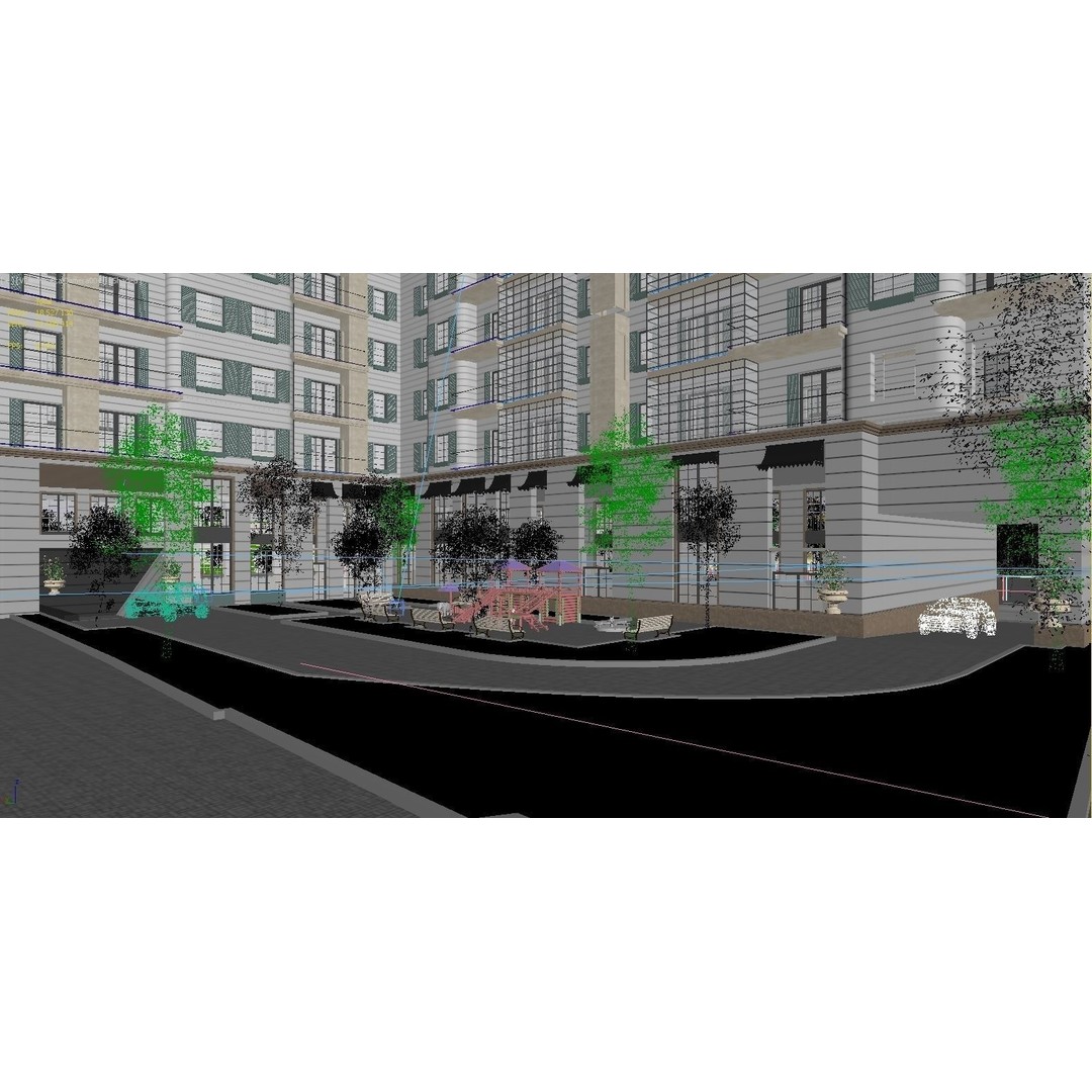 Residential Complex 3D Model – Detailed Skyscraper Design, FBX, OBJ