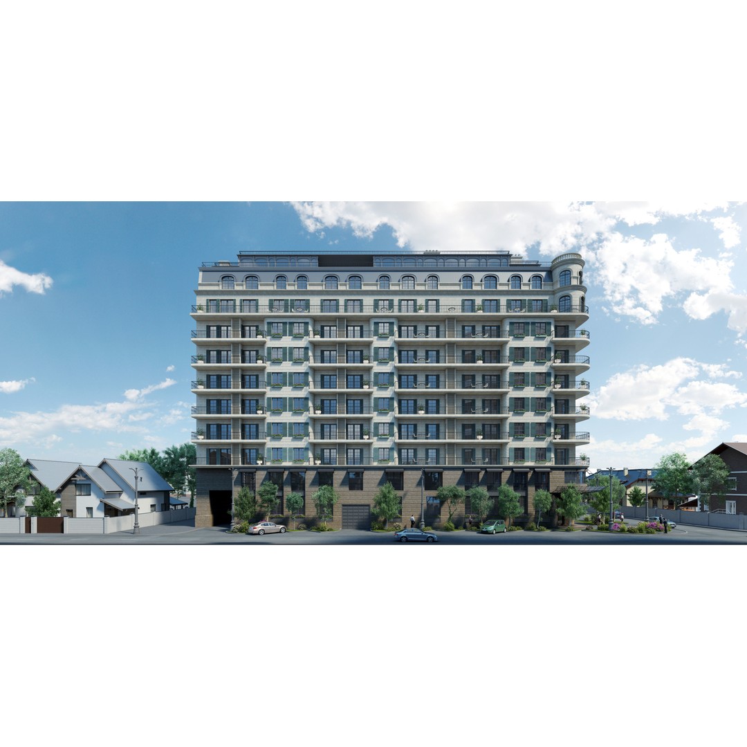 Residential Complex 3D Model – Detailed Skyscraper Design, FBX, OBJ - View 3