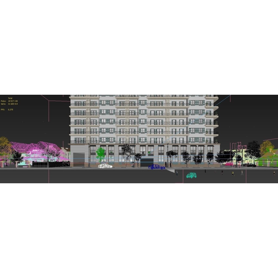 Residential Complex 3D Model – Detailed Skyscraper Design, FBX, OBJ - View 5