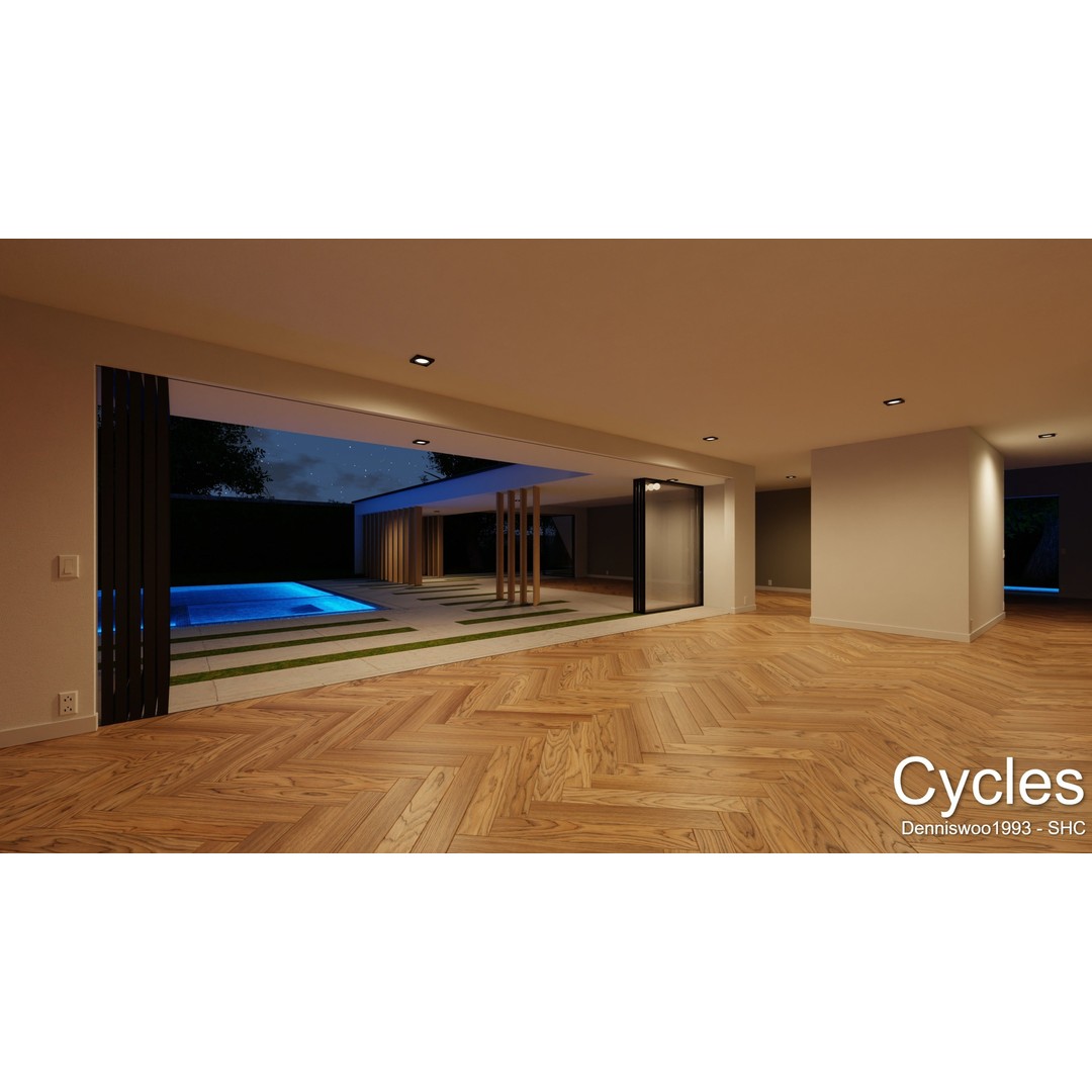 Modern Villa 3D Model – Low Poly Mansion with Day/Night Renders, Blender - View 14
