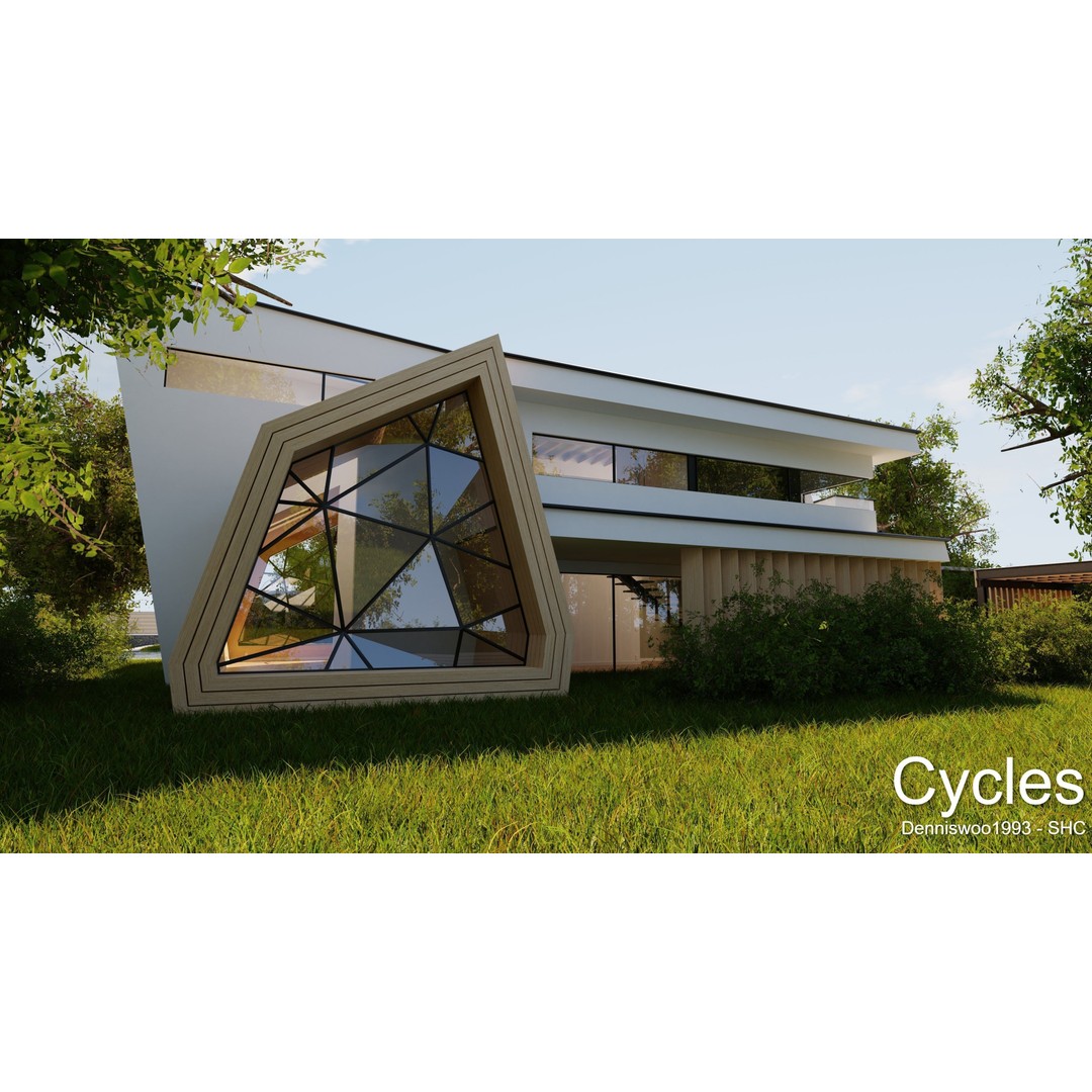 Modern Villa 3D Model – Low Poly Mansion with Day/Night Renders, Blender - View 18