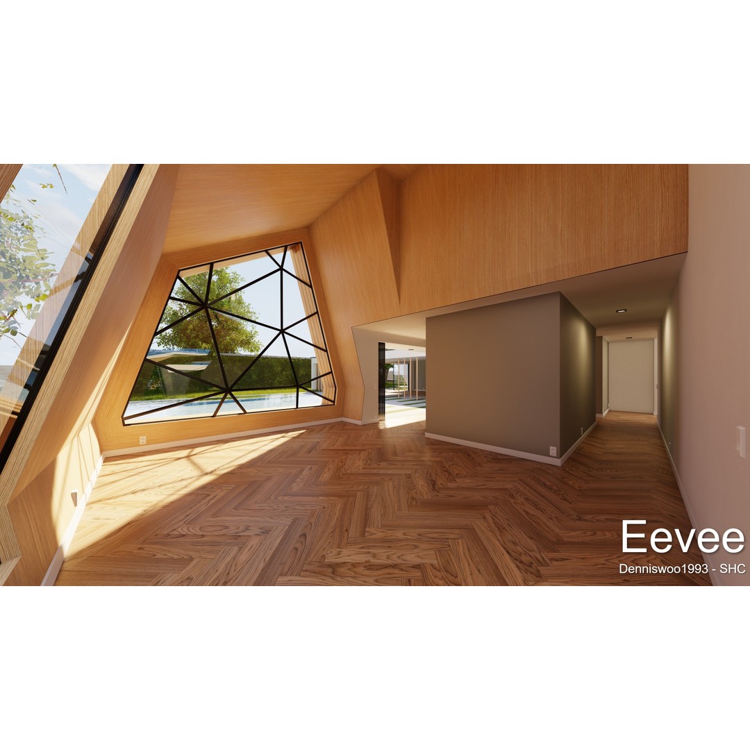 Modern Villa 3D Model – Low Poly Mansion with Day/Night Renders, Blender - View 20
