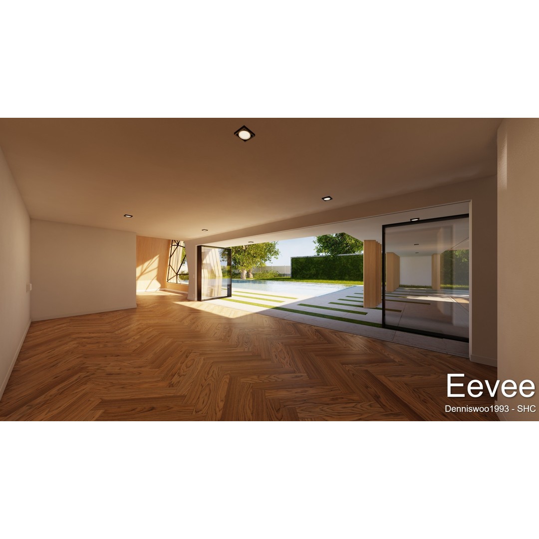 Modern Villa 3D Model – Low Poly Mansion with Day/Night Renders, Blender - View 22