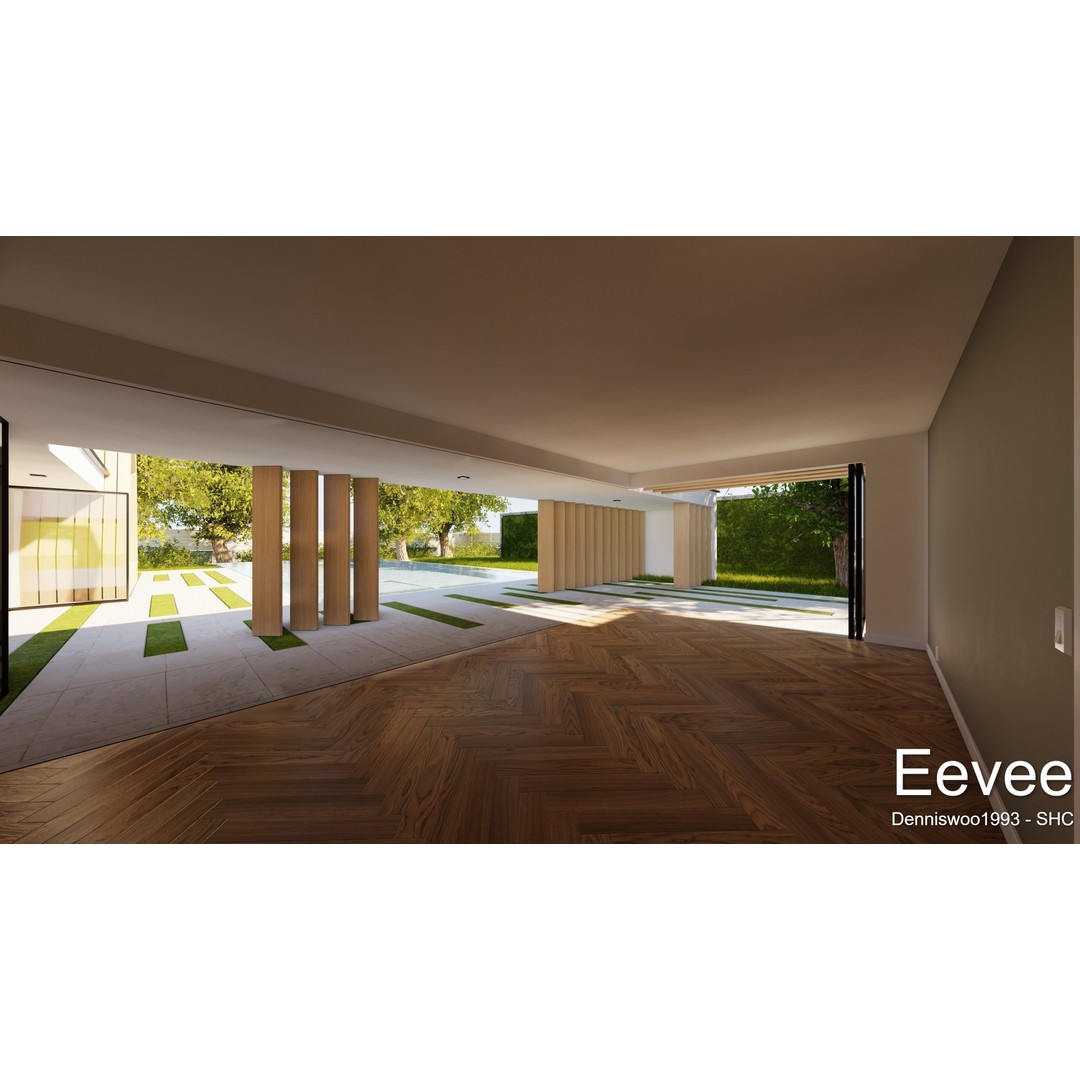 Modern Villa 3D Model – Low Poly Mansion with Day/Night Renders, Blender - View 23