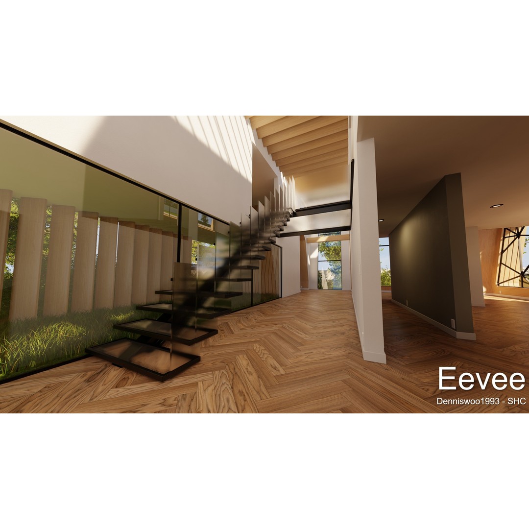 Modern Villa 3D Model – Low Poly Mansion with Day/Night Renders, Blender - View 25