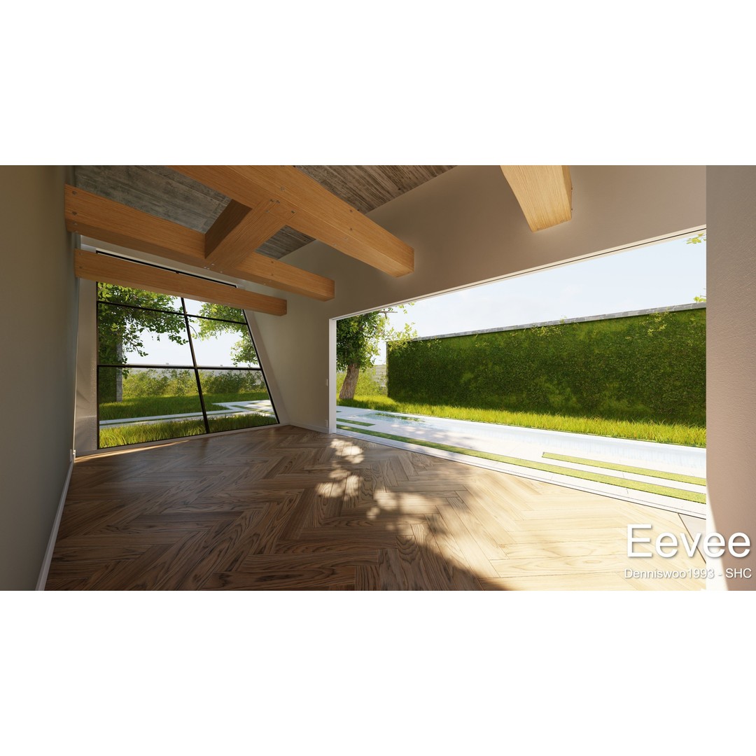 Modern Villa 3D Model – Low Poly Mansion with Day/Night Renders, Blender - View 28