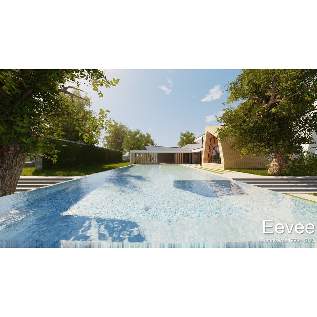Modern Villa 3D Model – Low Poly Mansion with Day/Night Renders, Blender - View 30