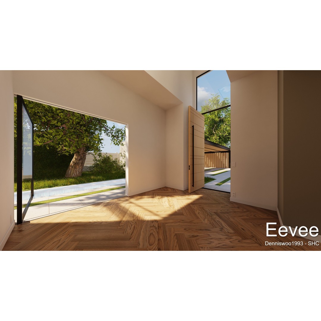 Modern Villa 3D Model – Low Poly Mansion with Day/Night Renders, Blender - View 31