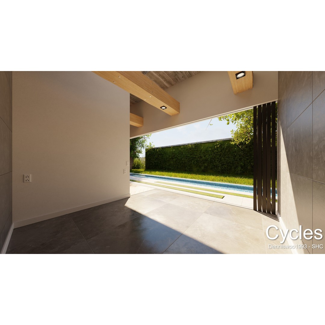 Modern Villa 3D Model – Low Poly Mansion with Day/Night Renders, Blender - View 4