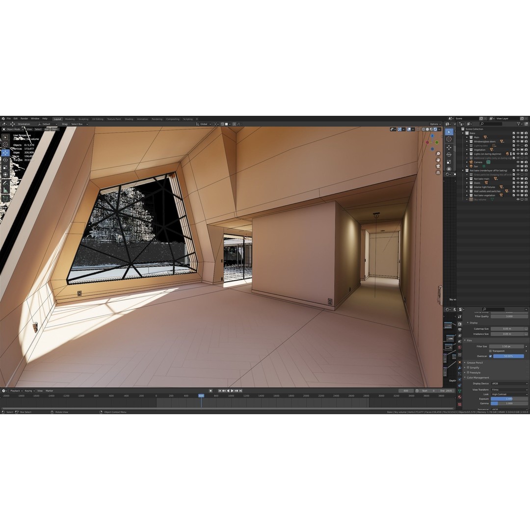 Modern Villa 3D Model – Low Poly Mansion with Day/Night Renders, Blender - View 40