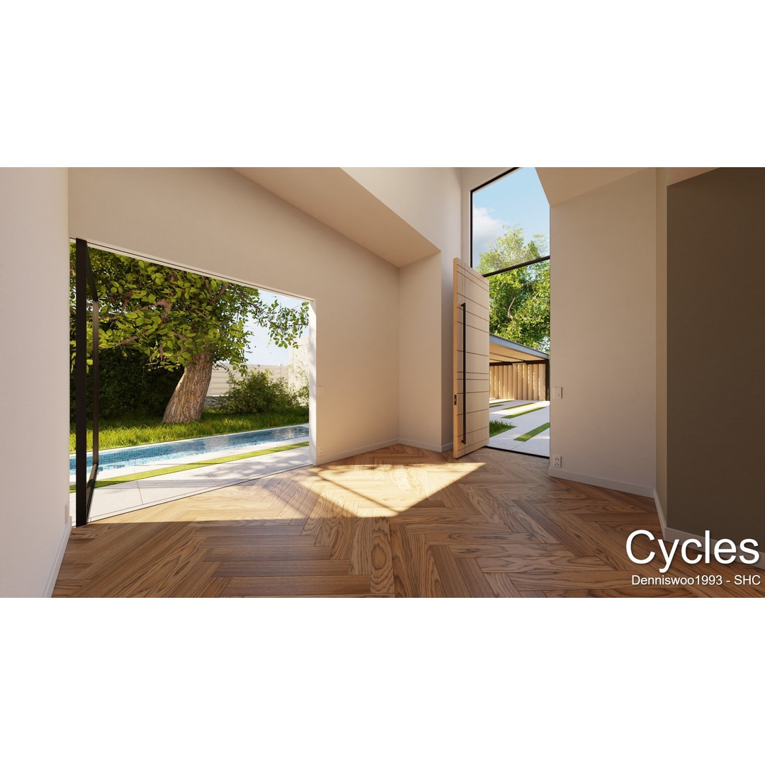 Modern Villa 3D Model – Low Poly Mansion with Day/Night Renders, Blender - View 5