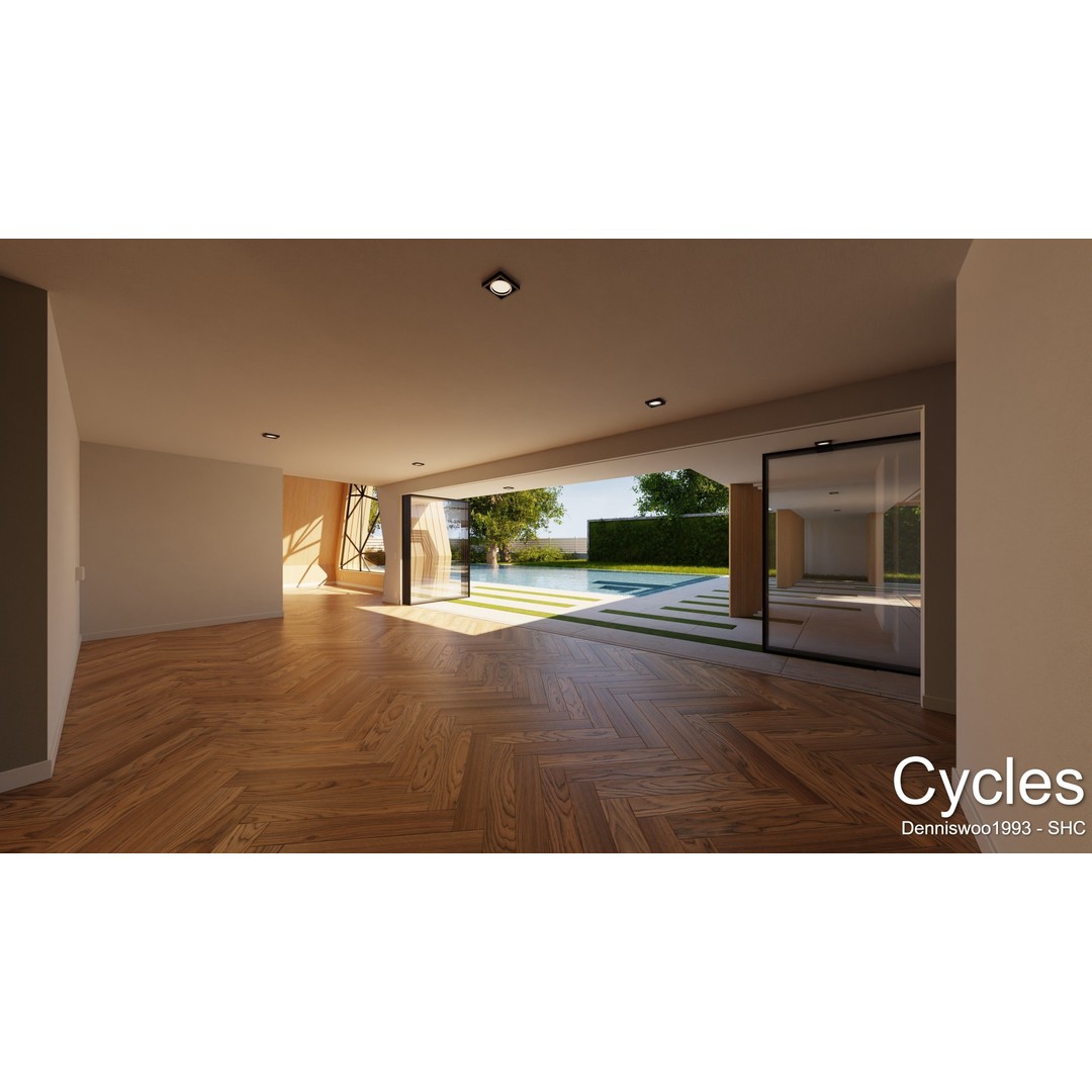 Modern Villa 3D Model – Low Poly Mansion with Day/Night Renders, Blender - View 8