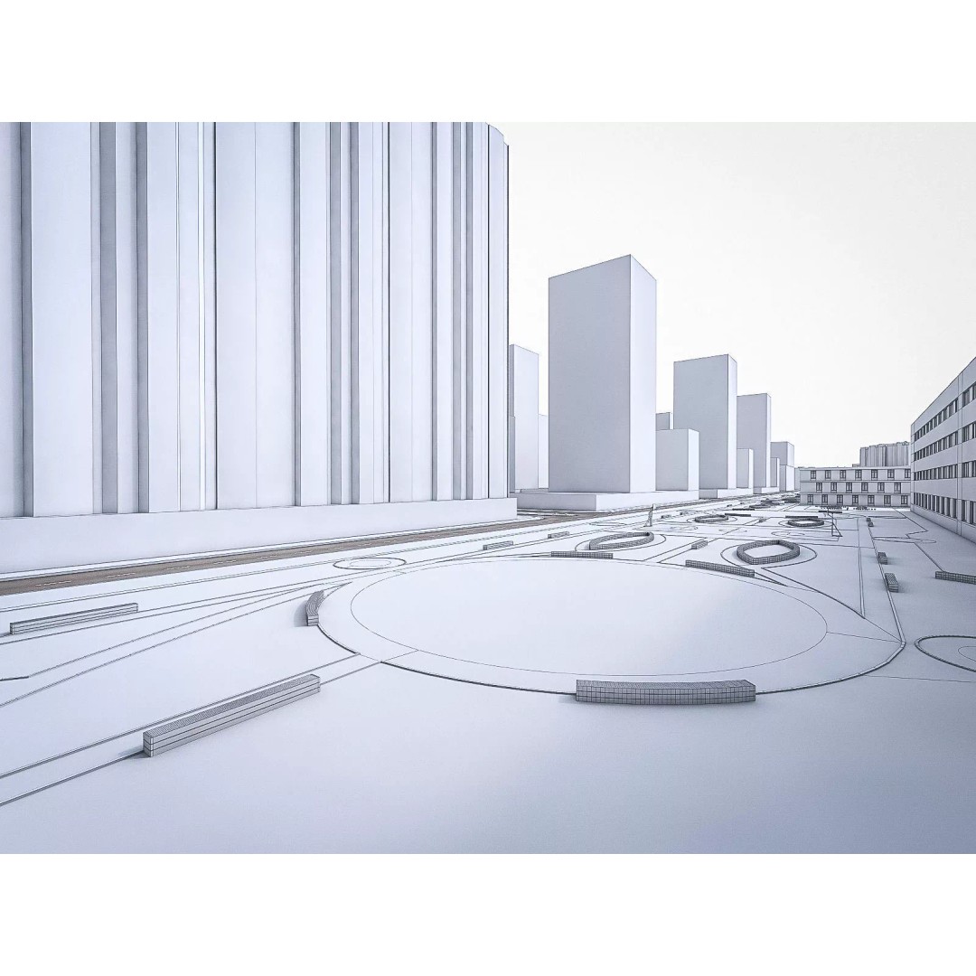 Urban Area 3D Model – Low Poly Cityscape Asset, FBX, Game Ready - View 12