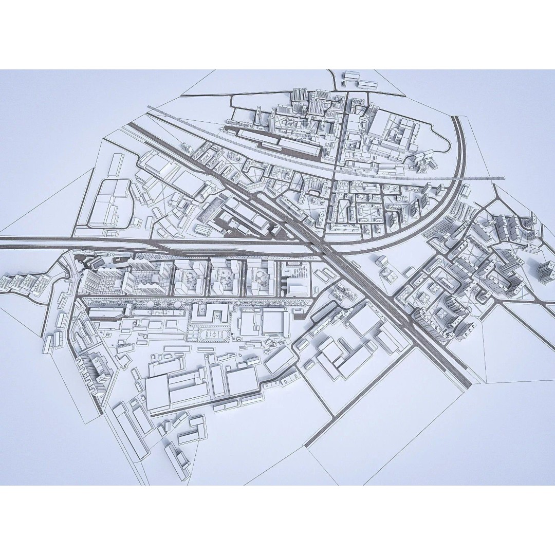 Urban Area 3D Model – Low Poly Cityscape Asset, FBX, Game Ready - View 13