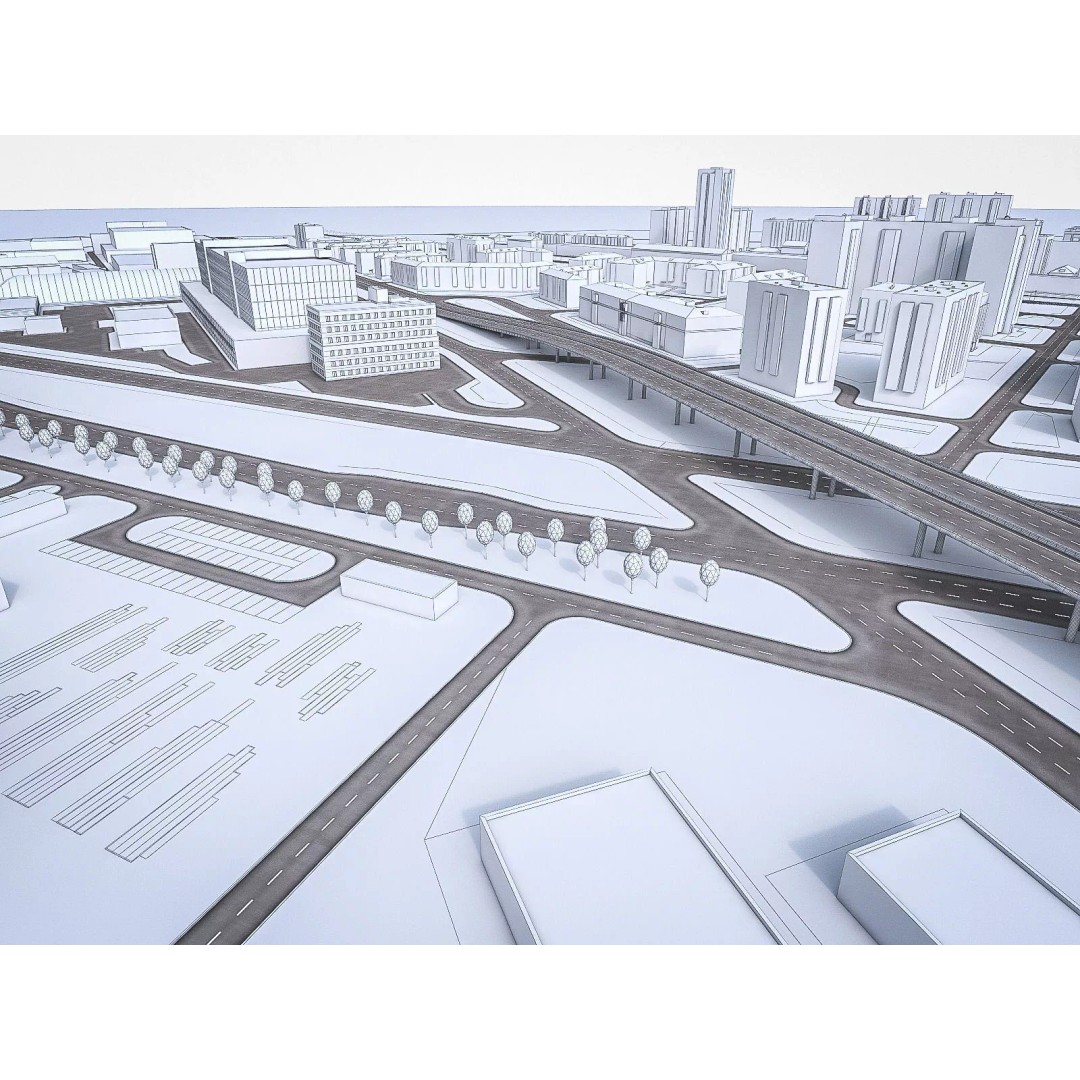 Urban Area 3D Model – Low Poly Cityscape Asset, FBX, Game Ready - View 14