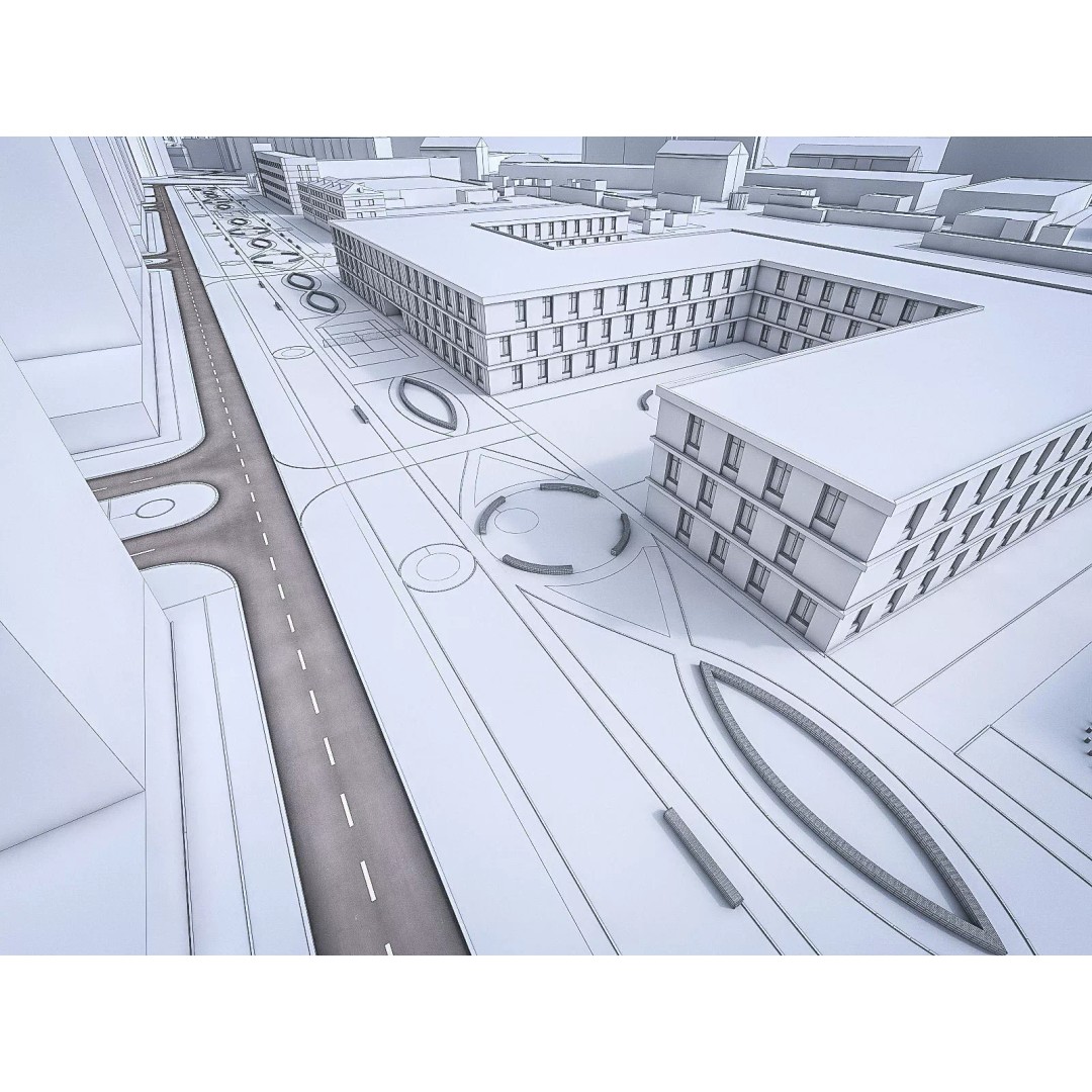 Urban Area 3D Model – Low Poly Cityscape Asset, FBX, Game Ready - View 18
