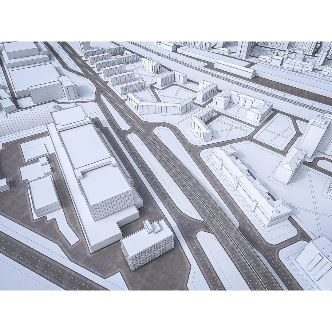 Urban Area 3D Model – Low Poly Cityscape Asset, FBX, Game Ready - View 19