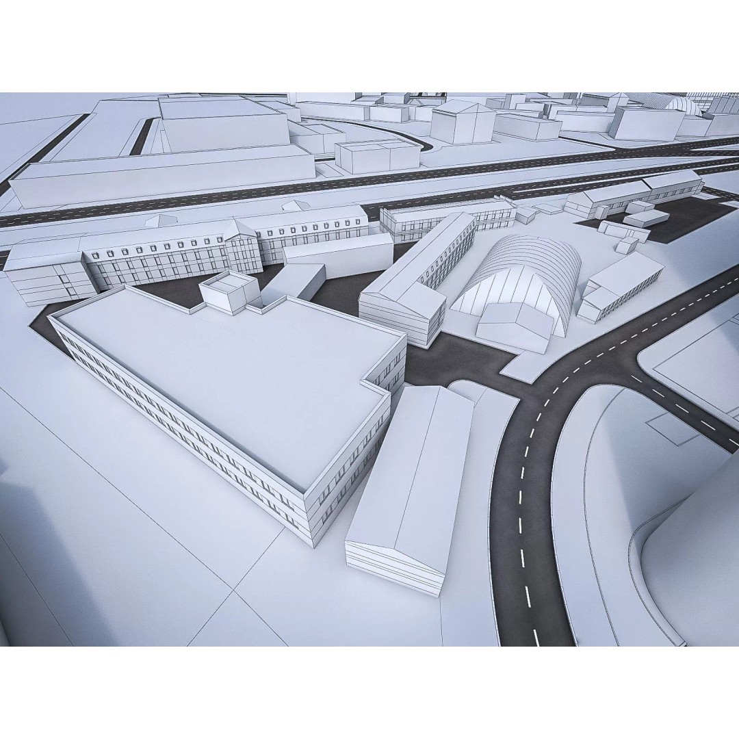 Urban Area 3D Model – Low Poly Cityscape Asset, FBX, Game Ready - View 21