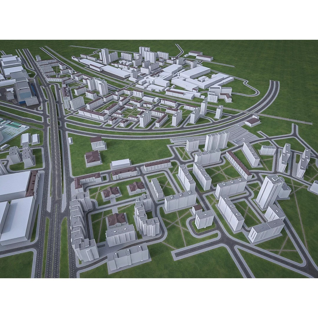 Urban Area 3D Model – Low Poly Cityscape Asset, FBX, Game Ready - View 7