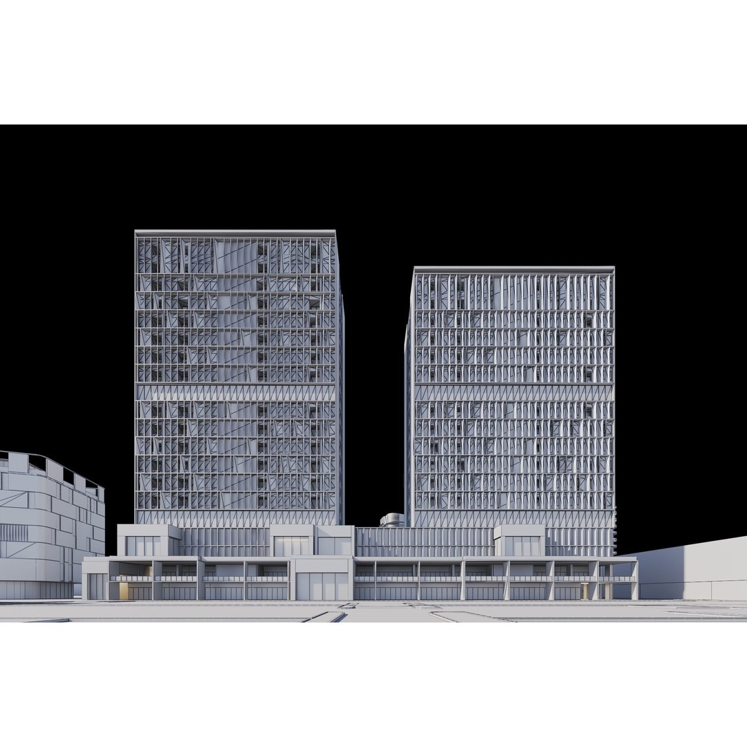 Cityscape 3D Model – Modern Urban Design with PBR Textures - View 11