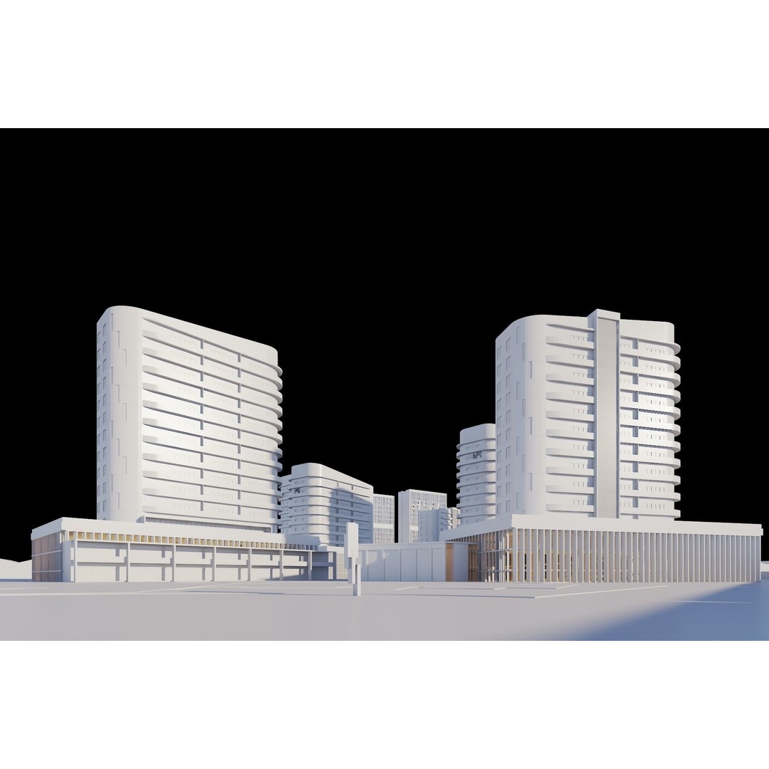 Cityscape 3D Model – Modern Urban Design with PBR Textures - View 12