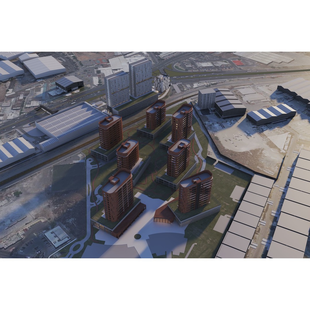 Cityscape 3D Model – Modern Urban Design with PBR Textures - View 5