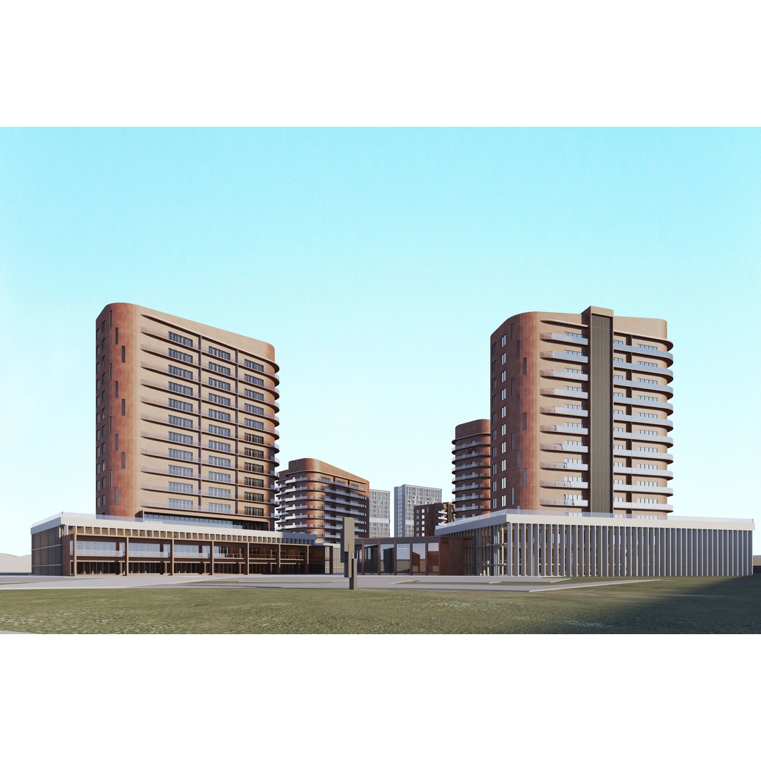 Cityscape 3D Model – Modern Urban Design with PBR Textures - View 7