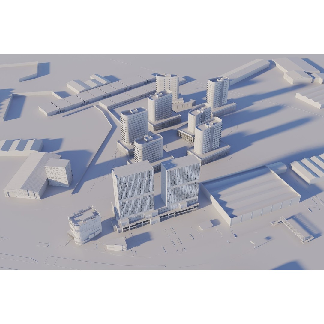 Cityscape 3D Model – Modern Urban Design with PBR Textures - View 8