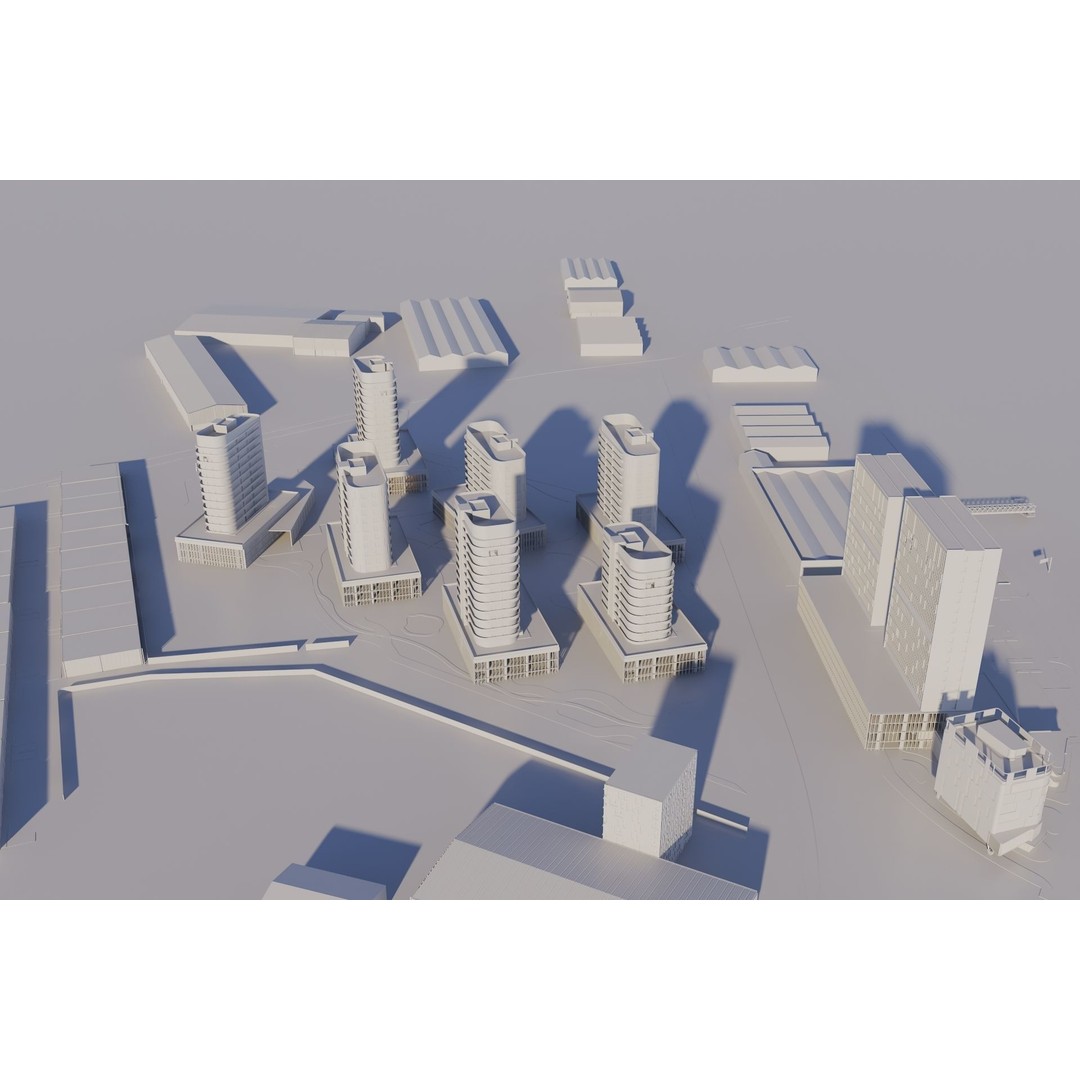 Cityscape 3D Model – Modern Urban Design with PBR Textures - View 9