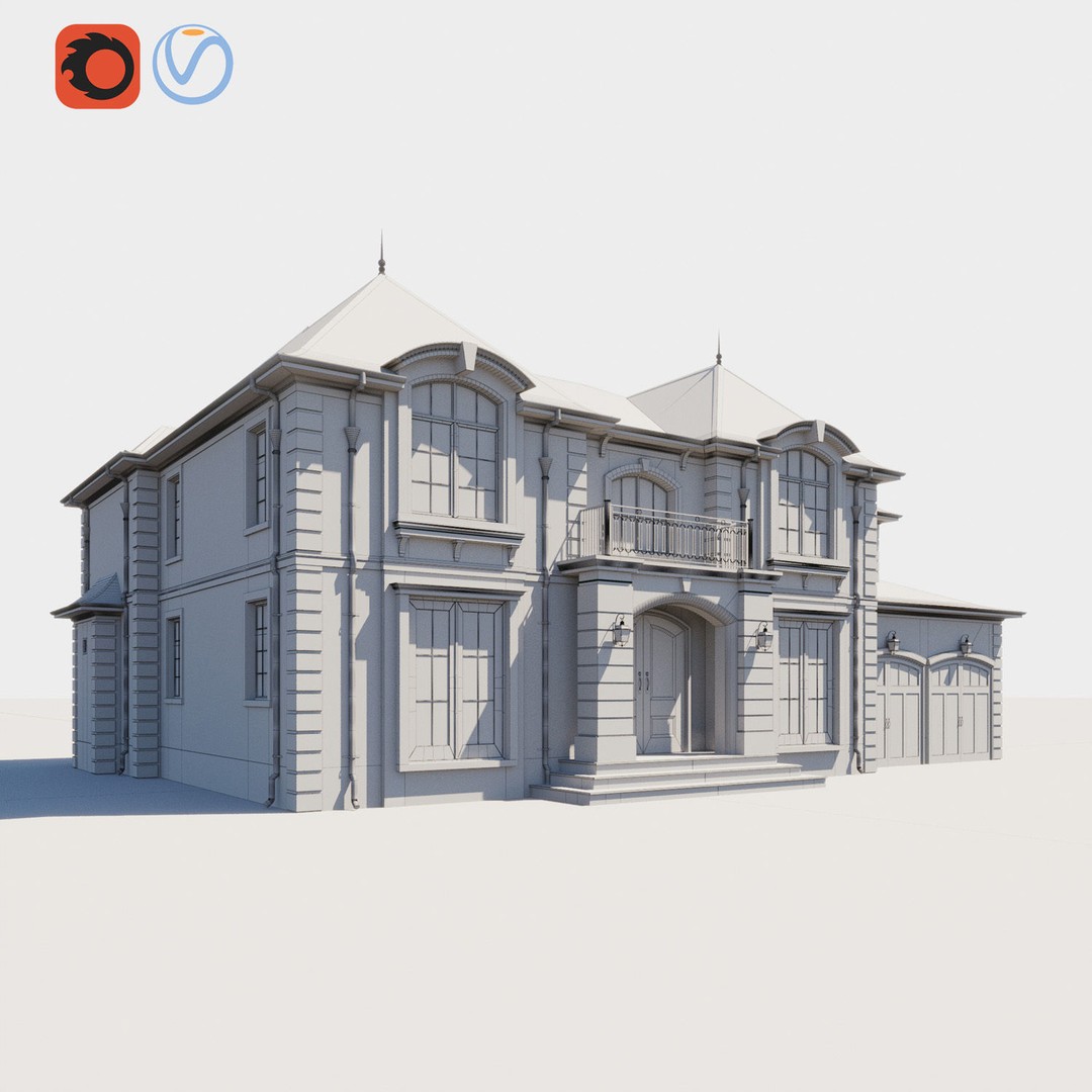 House Set 3D Model – Collection of 10 Buildings, FBX Format - View 10