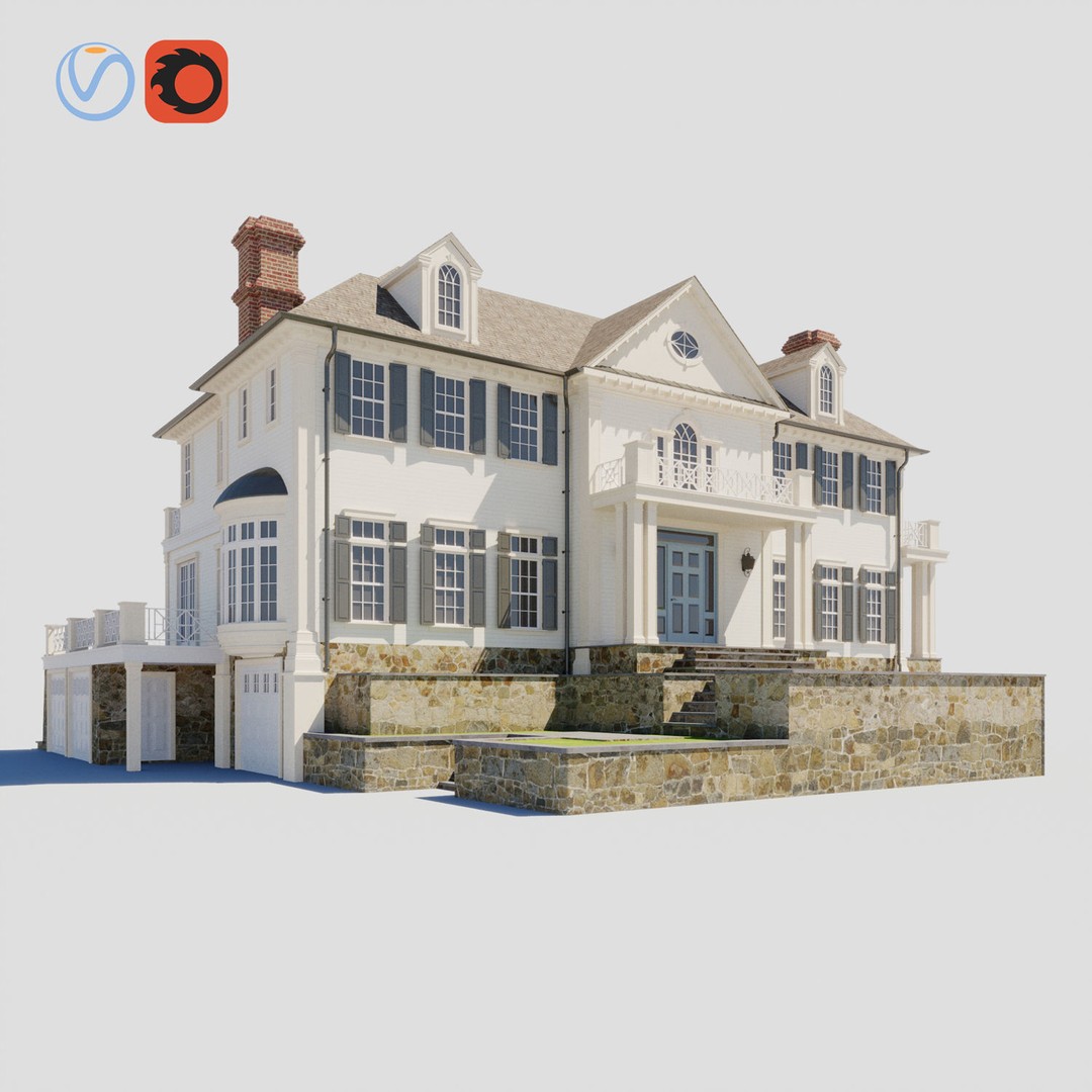 House Set 3D Model – Collection of 10 Buildings, FBX Format - View 11