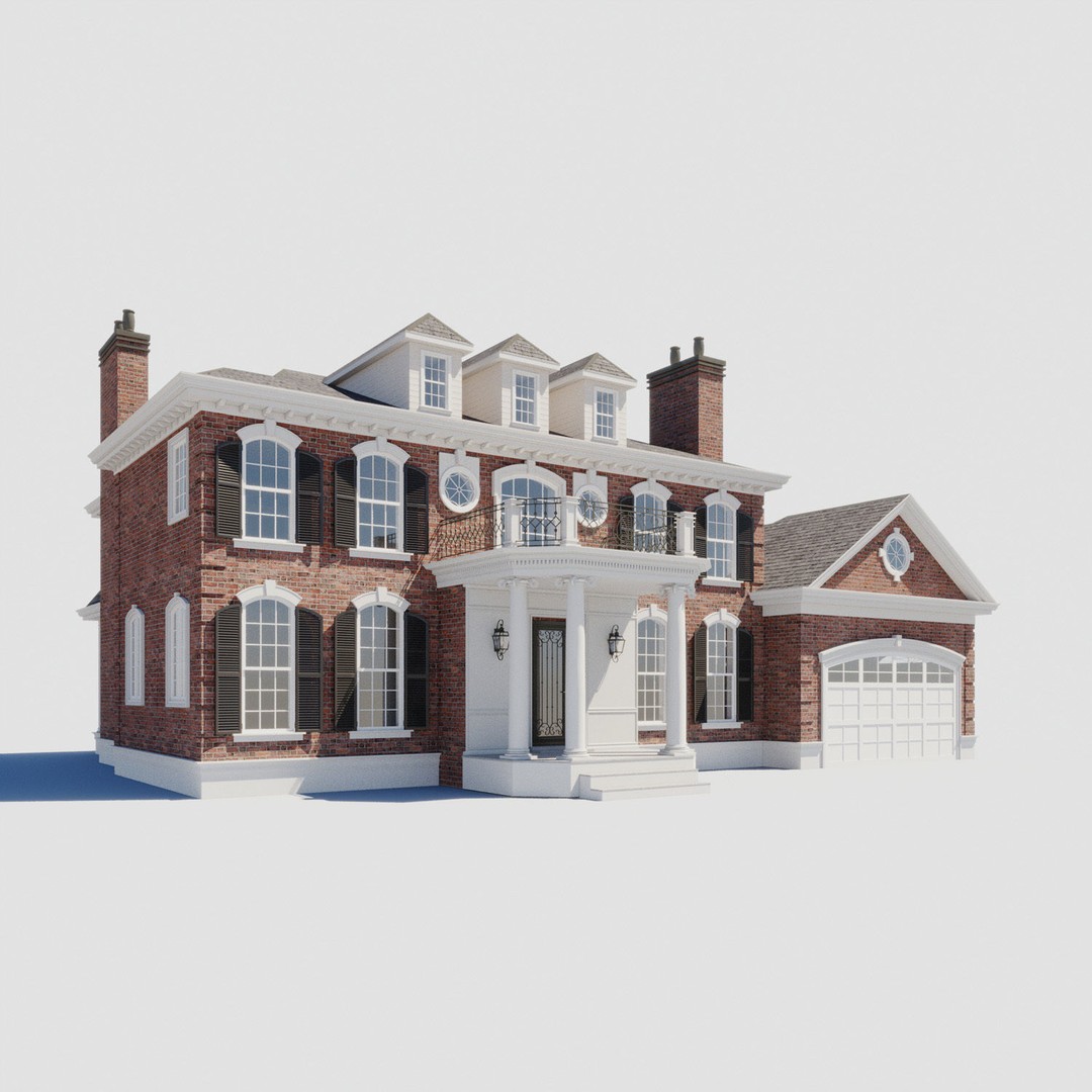 House Set 3D Model – Collection of 10 Buildings, FBX Format - View 13