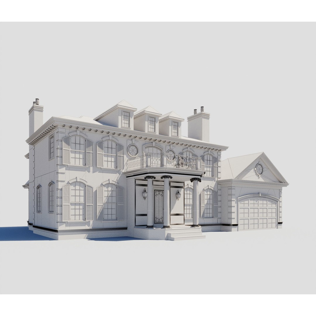 House Set 3D Model – Collection of 10 Buildings, FBX Format - View 14
