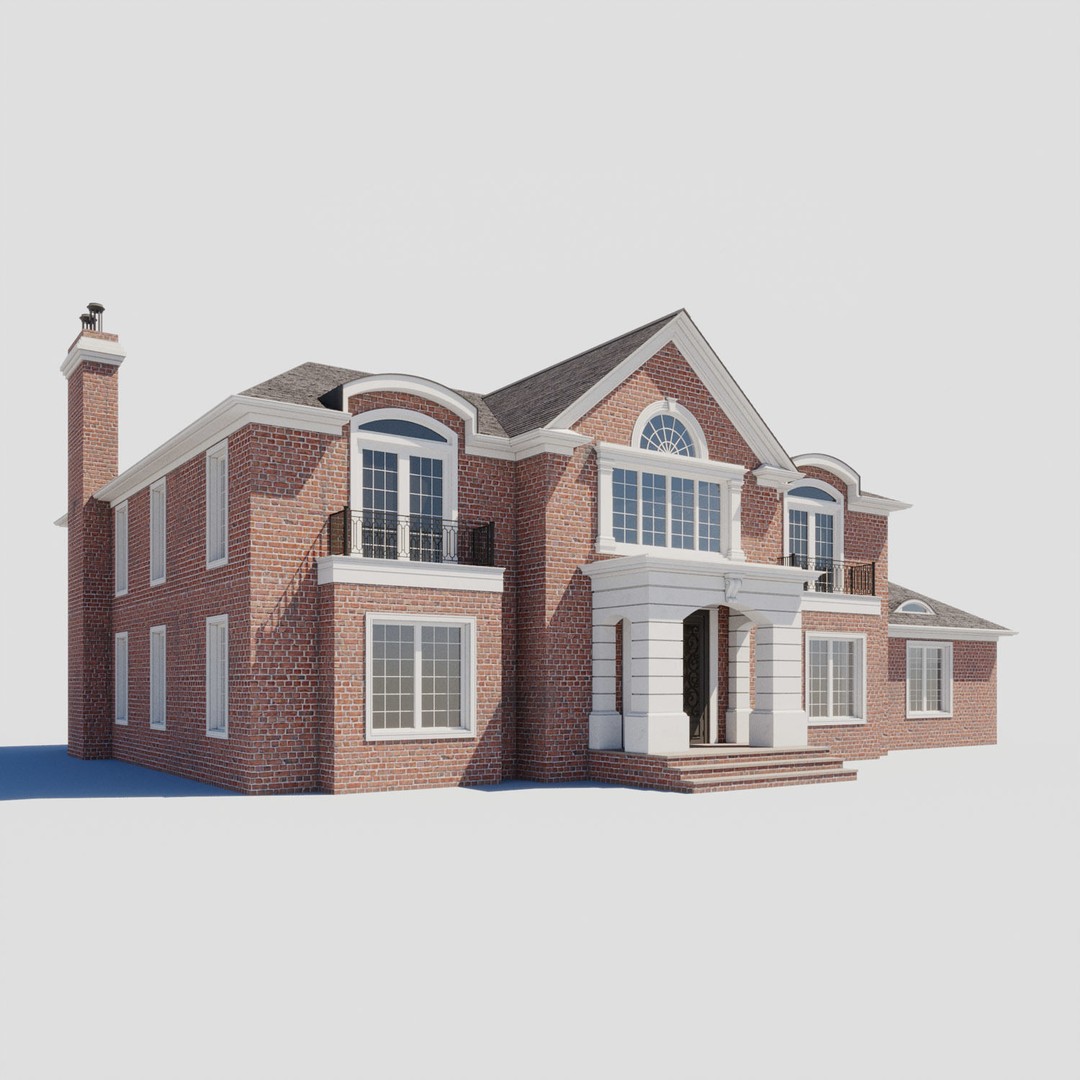 House Set 3D Model – Collection of 10 Buildings, FBX Format - View 15