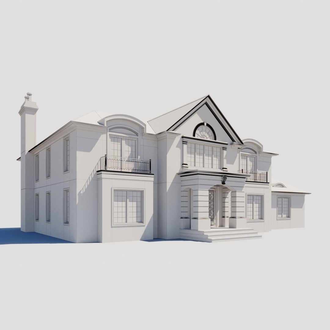 House Set 3D Model – Collection of 10 Buildings, FBX Format - View 16