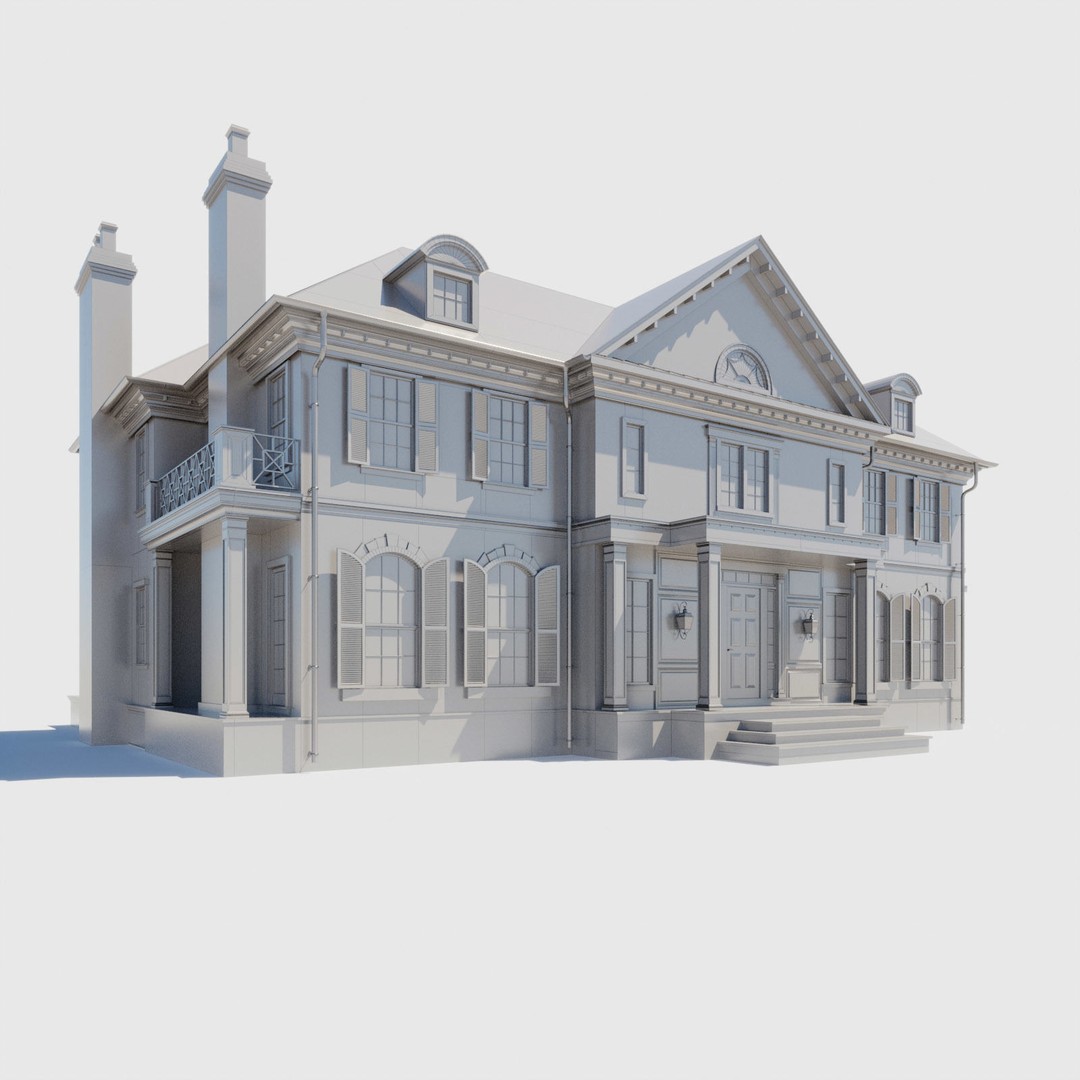 House Set 3D Model – Collection of 10 Buildings, FBX Format - View 18