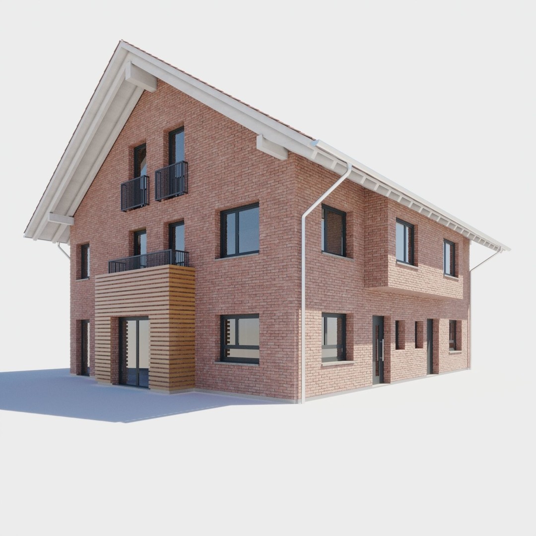 House Set 3D Model – Collection of 10 Buildings, FBX Format - View 19