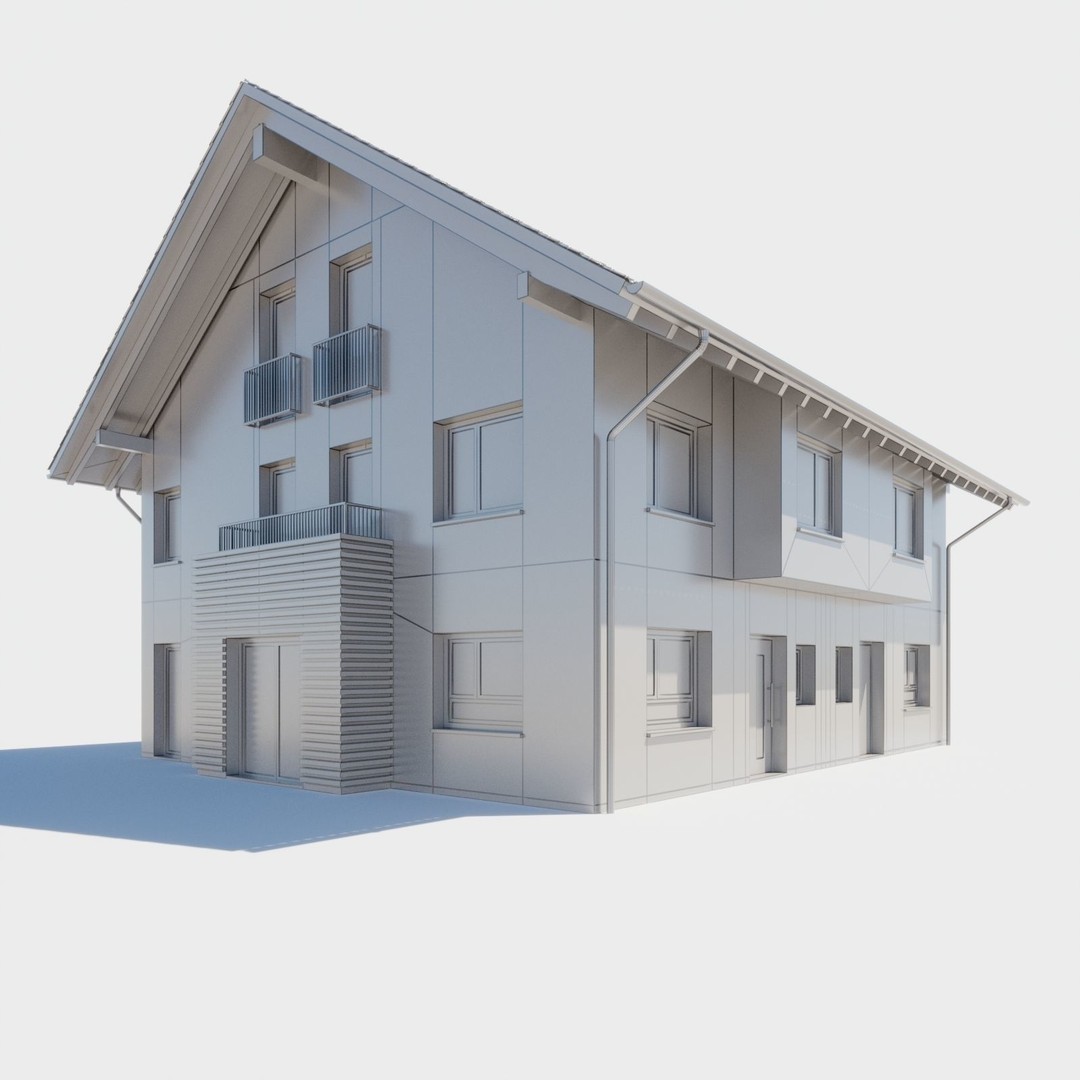 House Set 3D Model – Collection of 10 Buildings, FBX Format - View 20