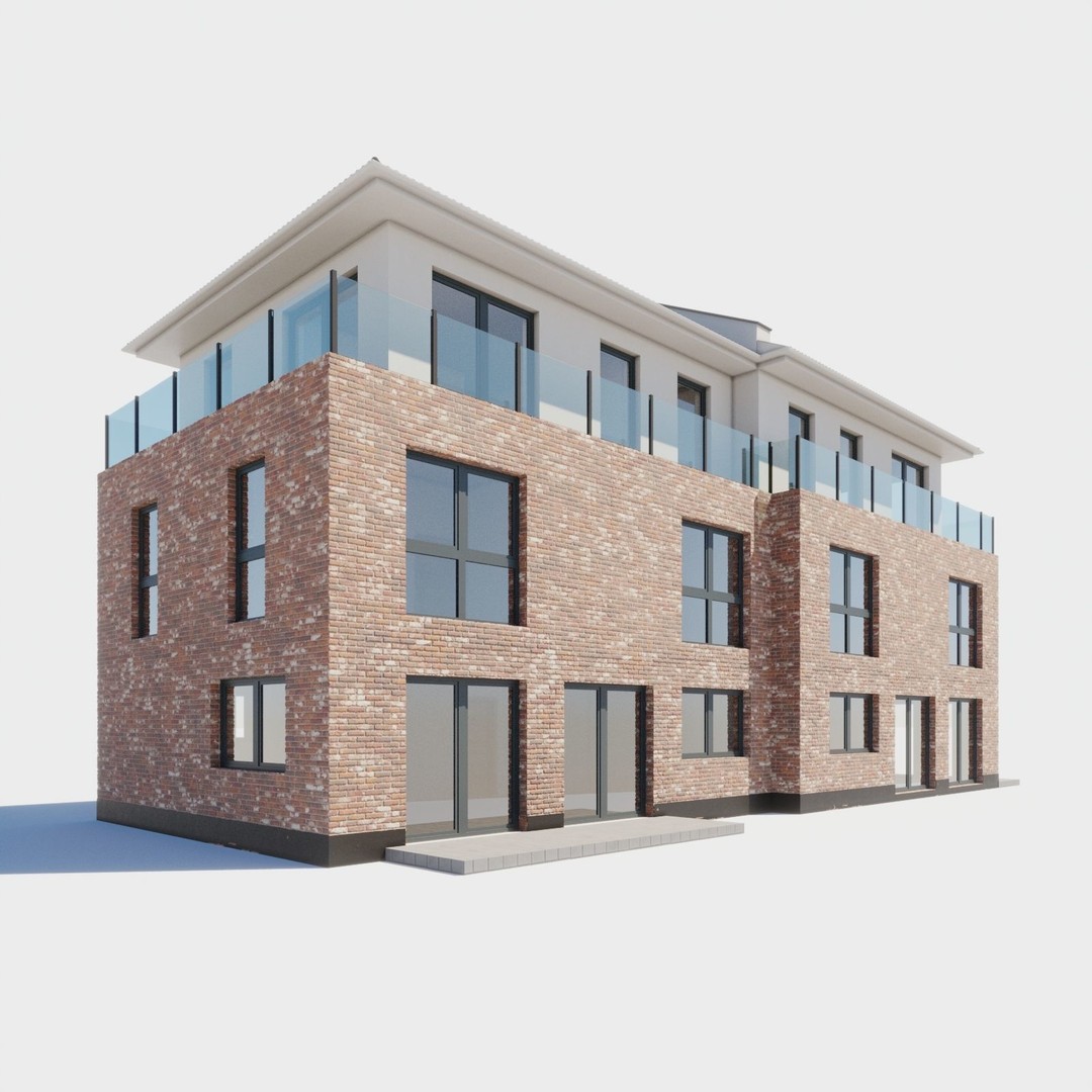 House Set 3D Model – Collection of 10 Buildings, FBX Format - View 21