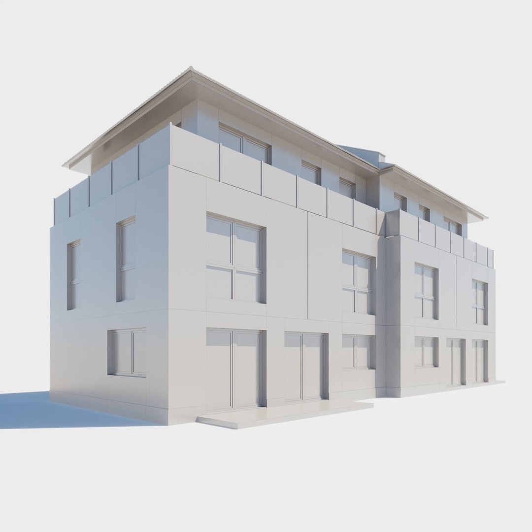 House Set 3D Model – Collection of 10 Buildings, FBX Format - View 22