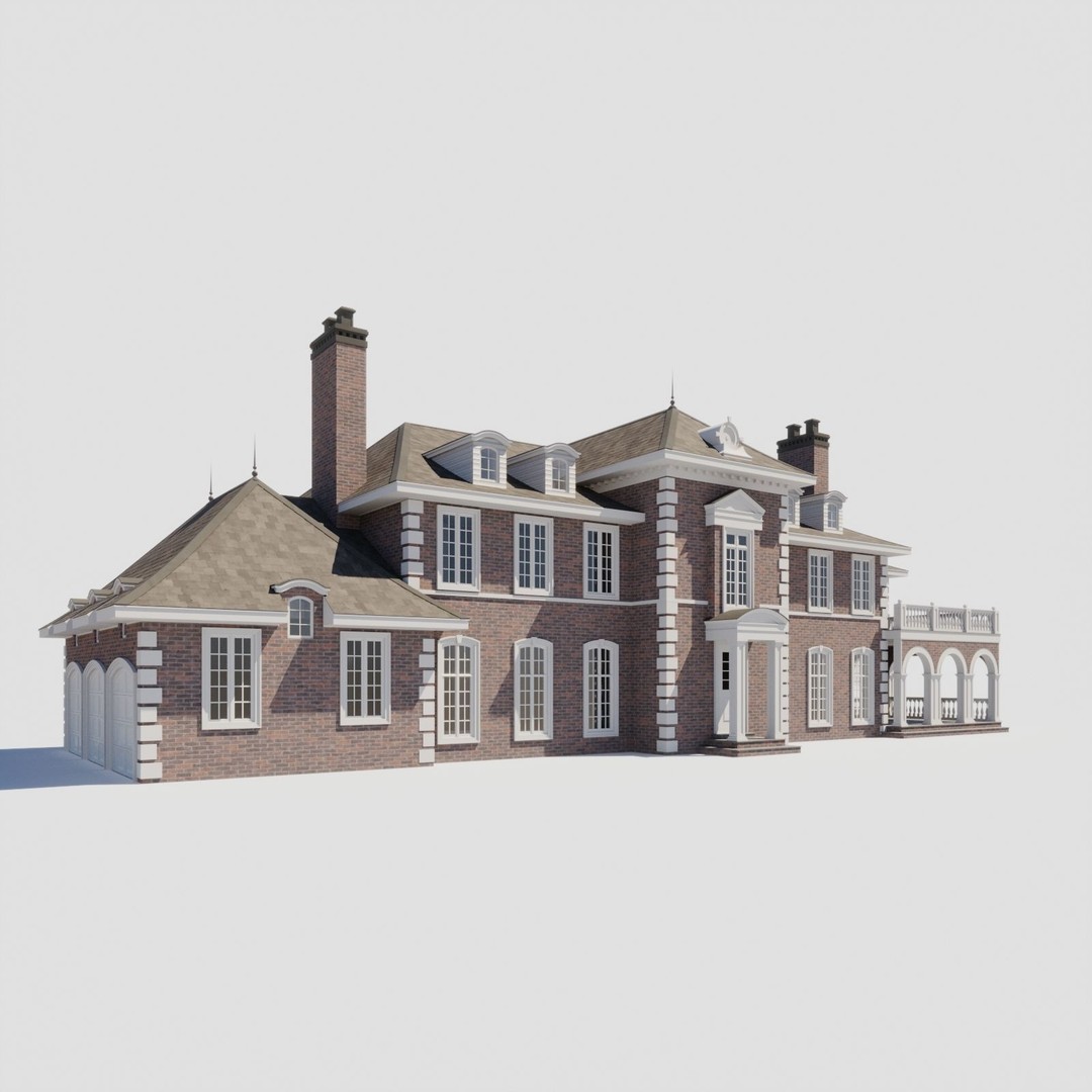 House Set 3D Model – Collection of 10 Buildings, FBX Format - View 23