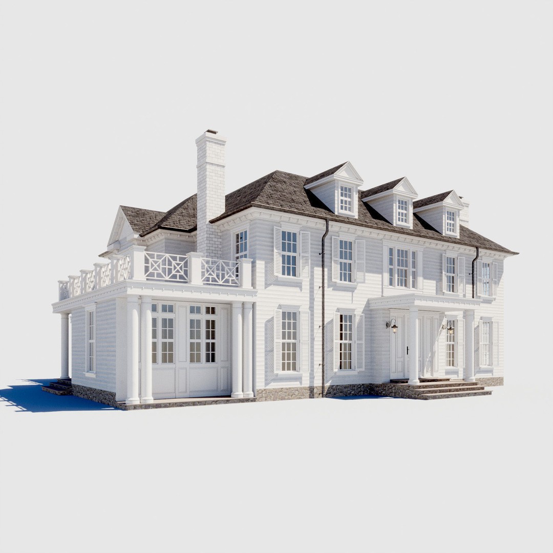 House Set 3D Model – Collection of 10 Buildings, FBX Format - View 6