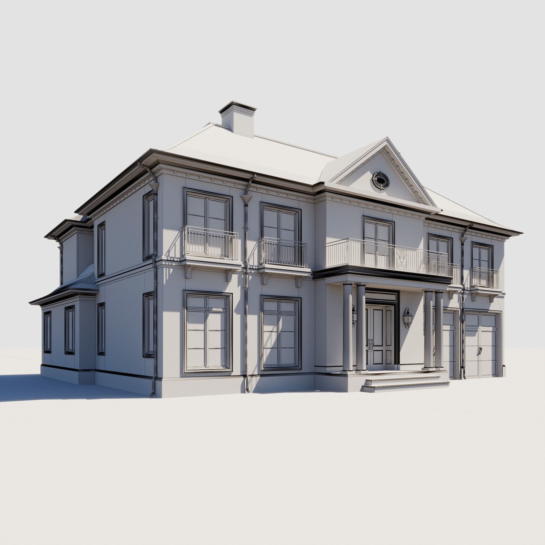 House Set 3D Model – Collection of 10 Buildings, FBX Format - View 8